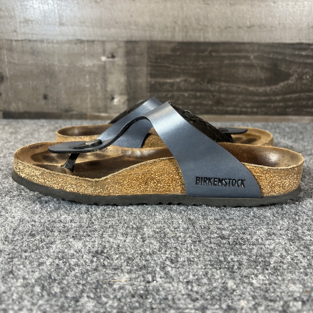 Birkenstock Gizeh - Birko-Flor Metallic Blue Sandals EU 38/ US 7.5 - Picture 9 of 15